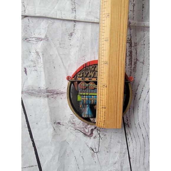 1975 Christmas Choo Choo Train Ornament Vintage Wood Resin Material - Picture 2 of 4